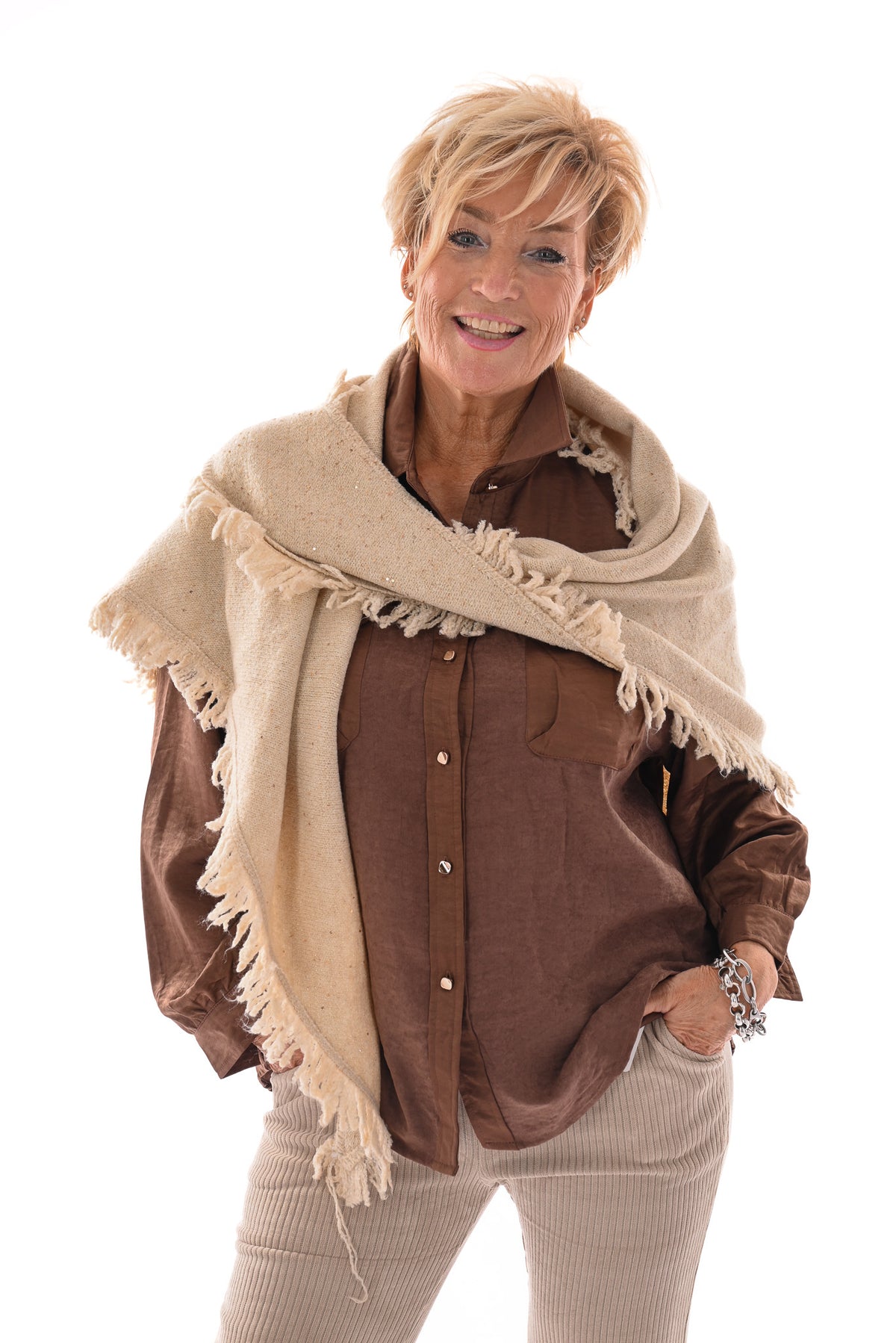 Blouse borstzakken bruin