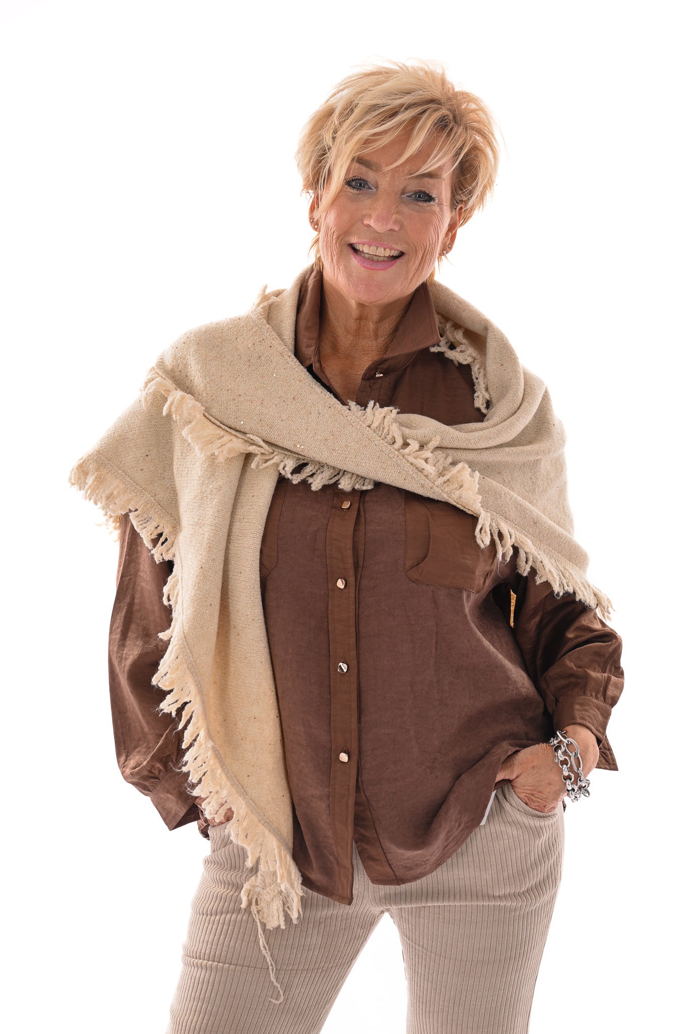 Blouse borstzakken bruin