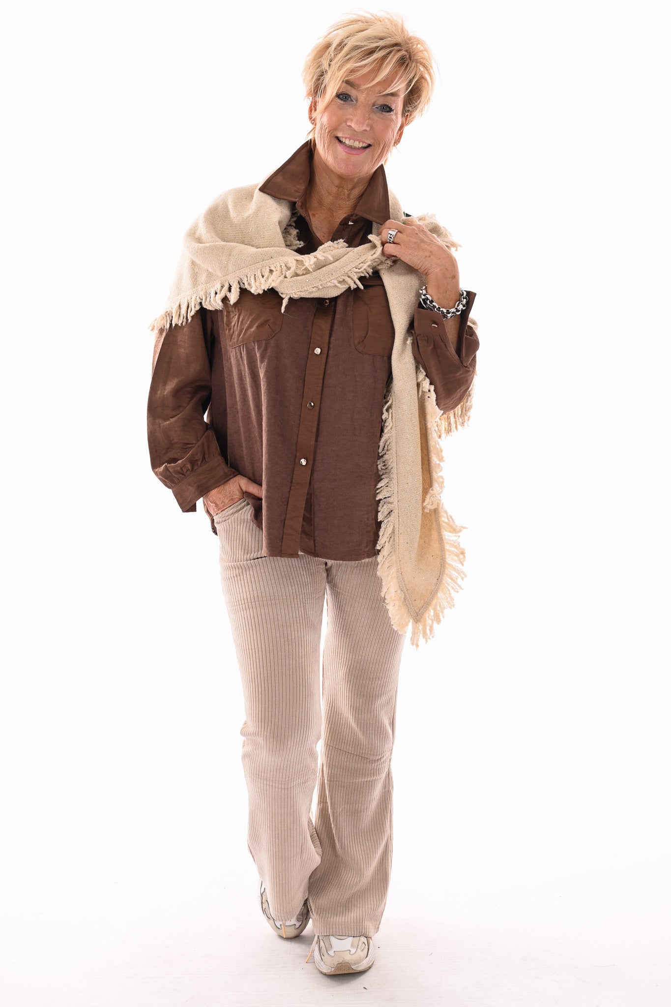 Blouse borstzakken bruin