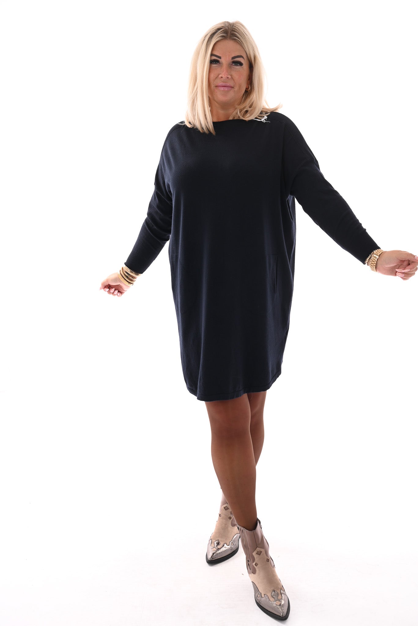 Tuniek boothals met strepen op de rug marineblauw