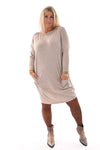 Tuniek boothals met strepen op de rug taupe
