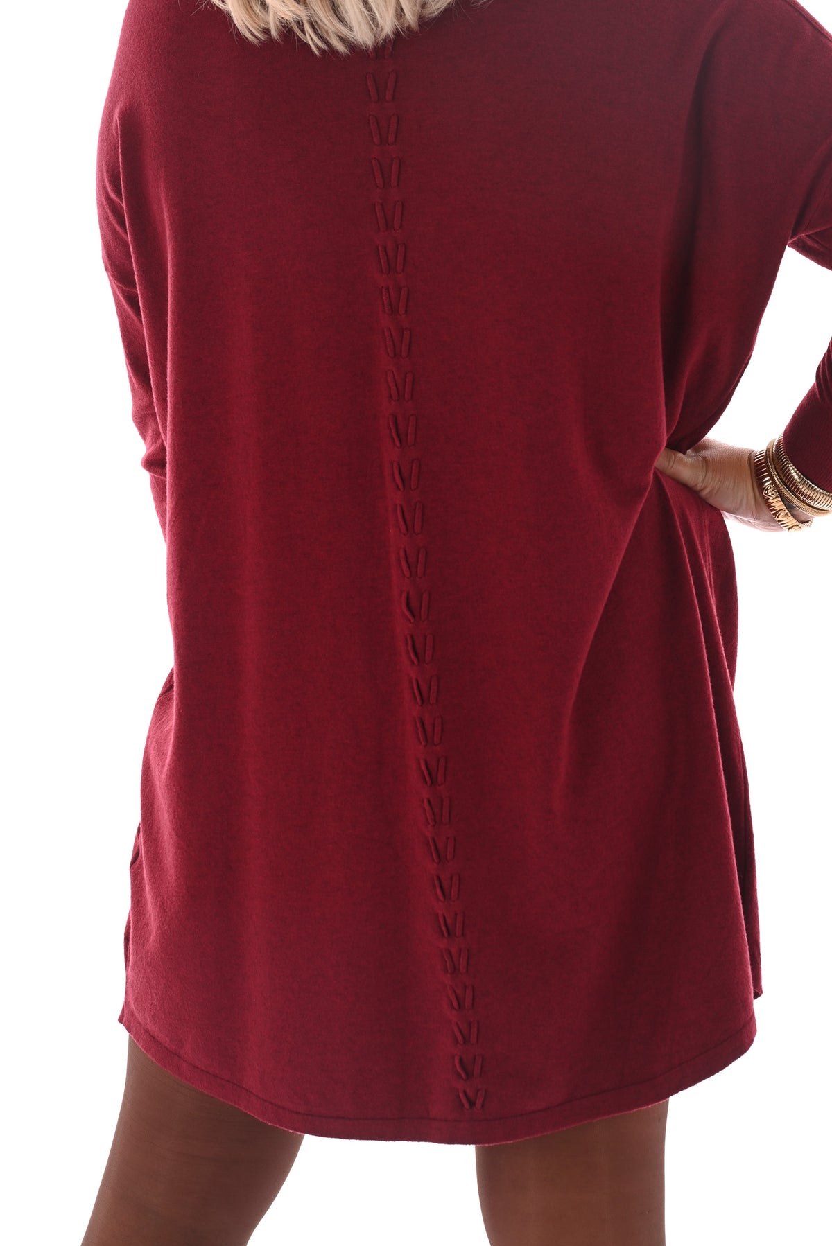 Tuniek boothals met strepen op de rug bordeaux