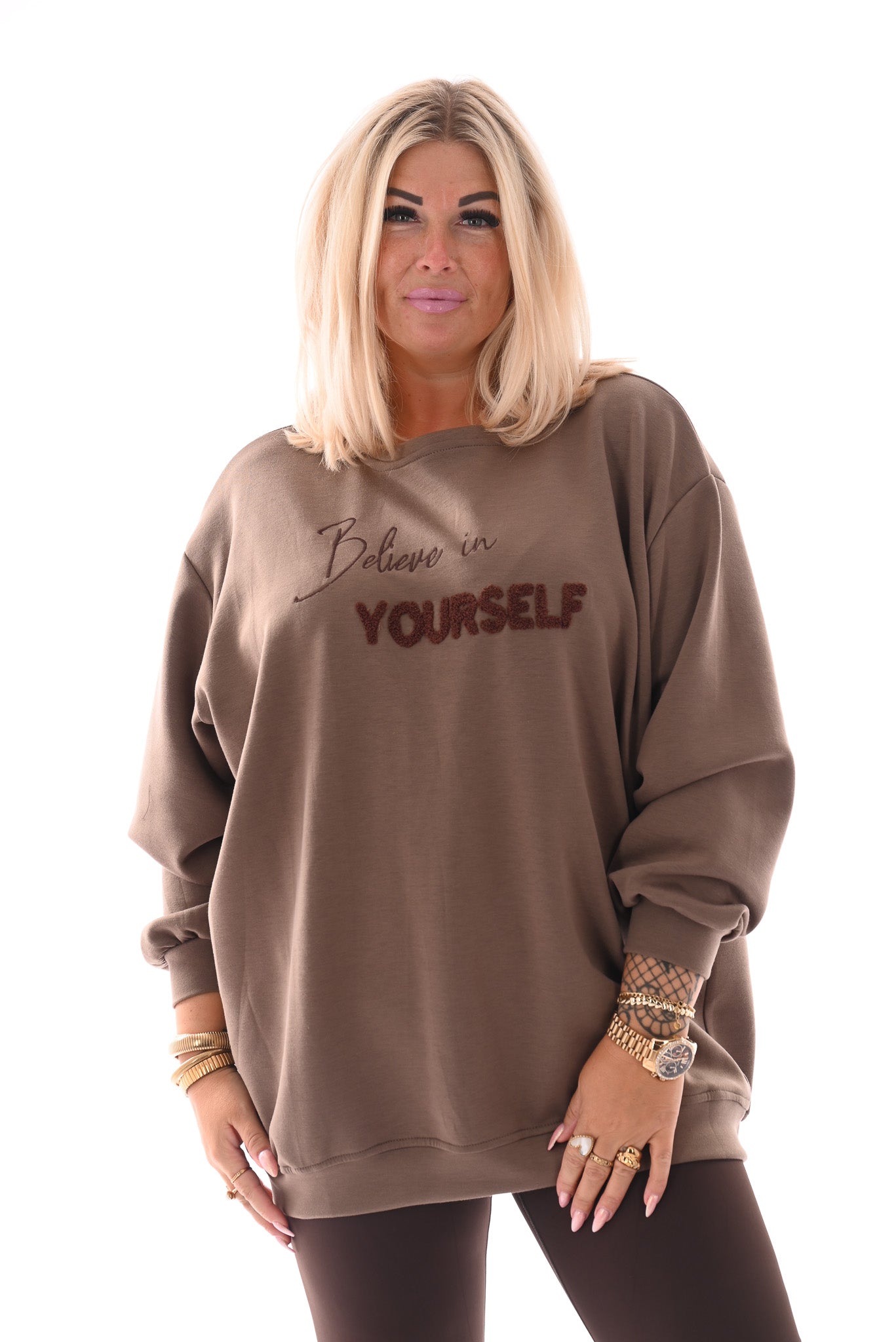 Sweater Believe in Yourself taupe