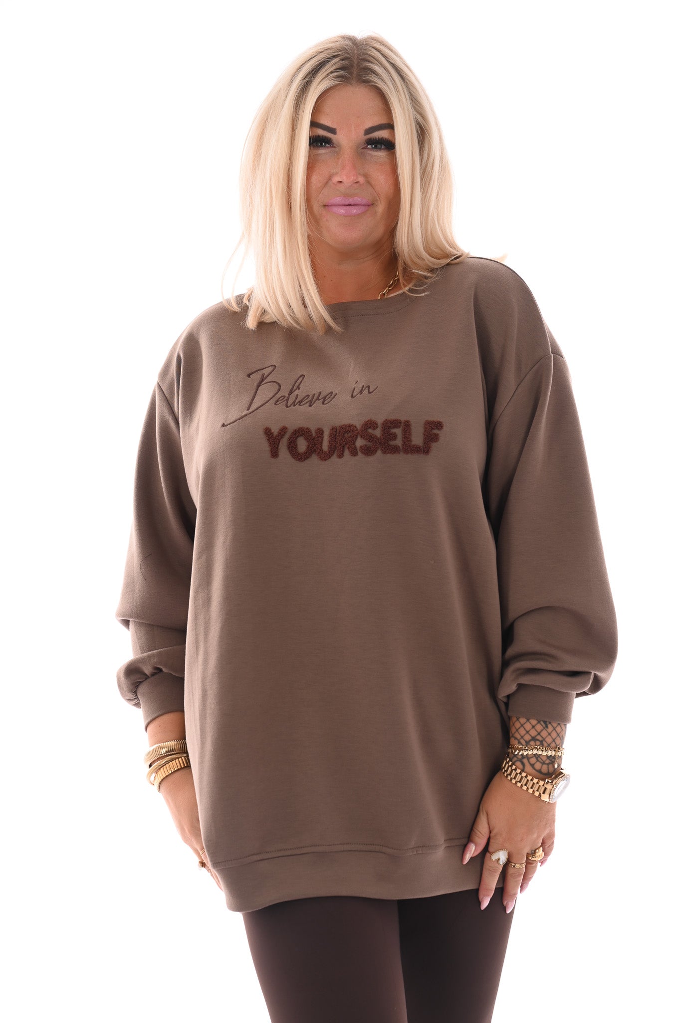 Sweater Believe in Yourself taupe
