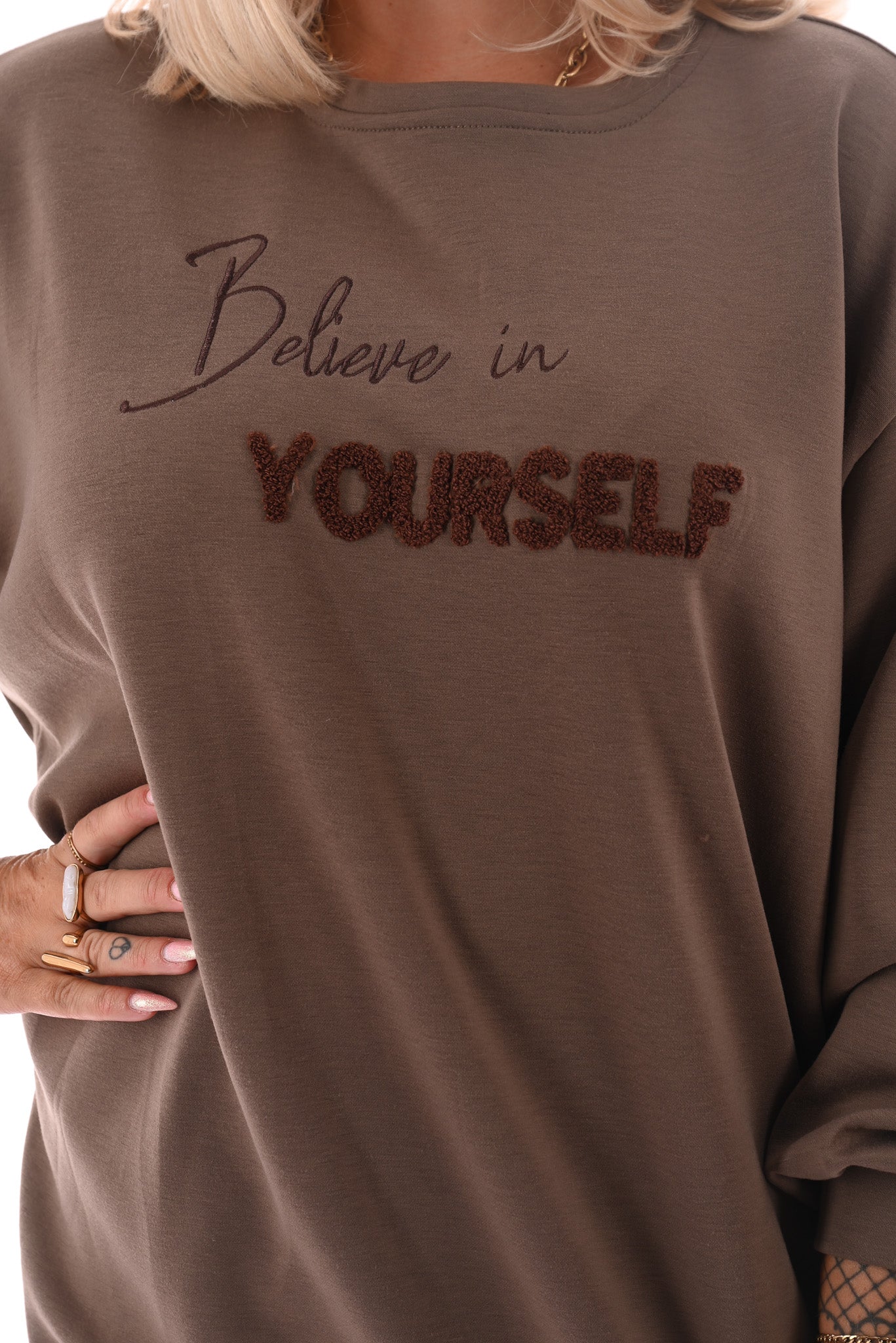 Sweater Believe in Yourself taupe