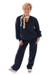 Tweedelig pak basic v-hals marineblauw