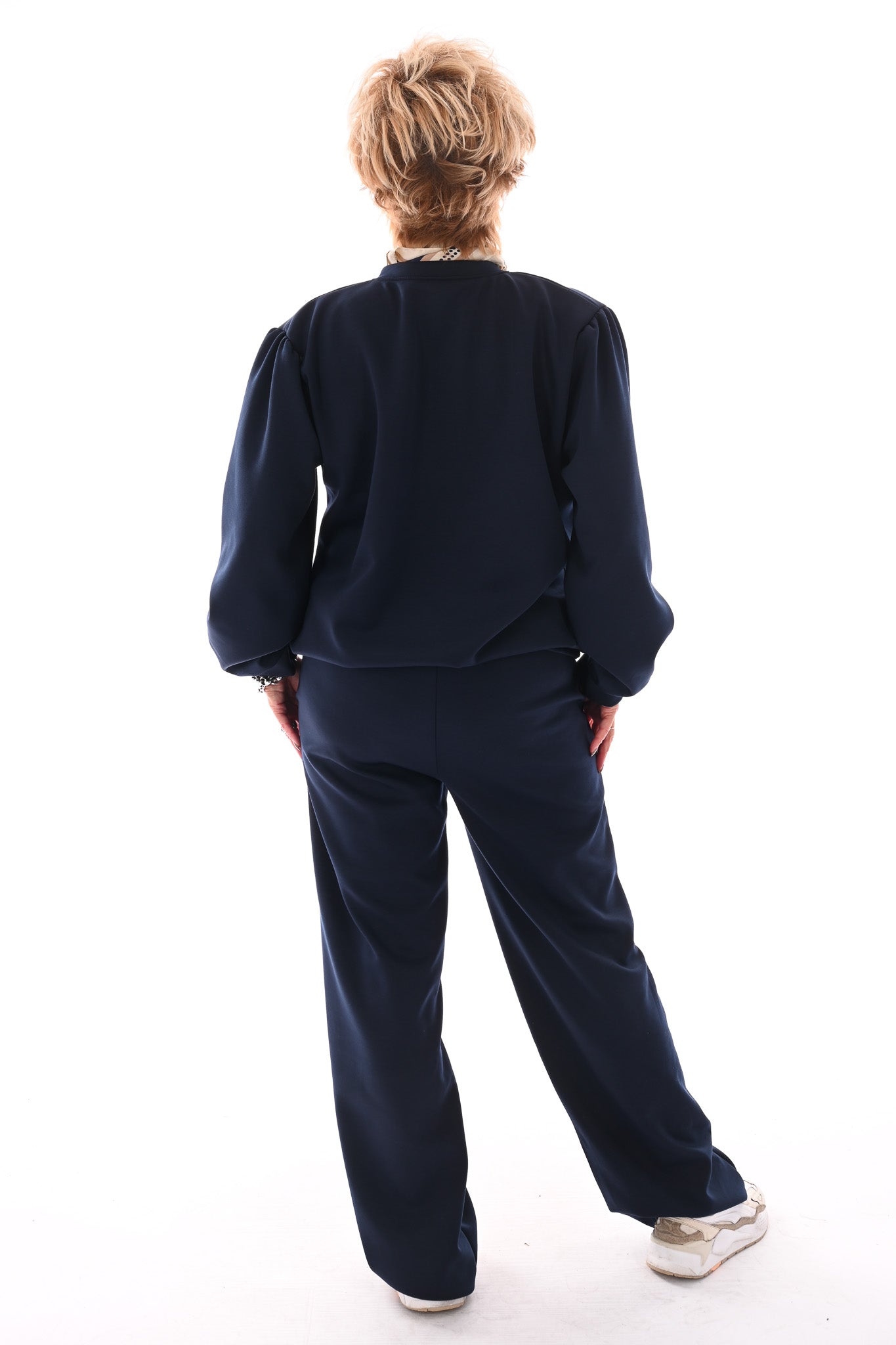 Tweedelig pak basic v-hals marineblauw