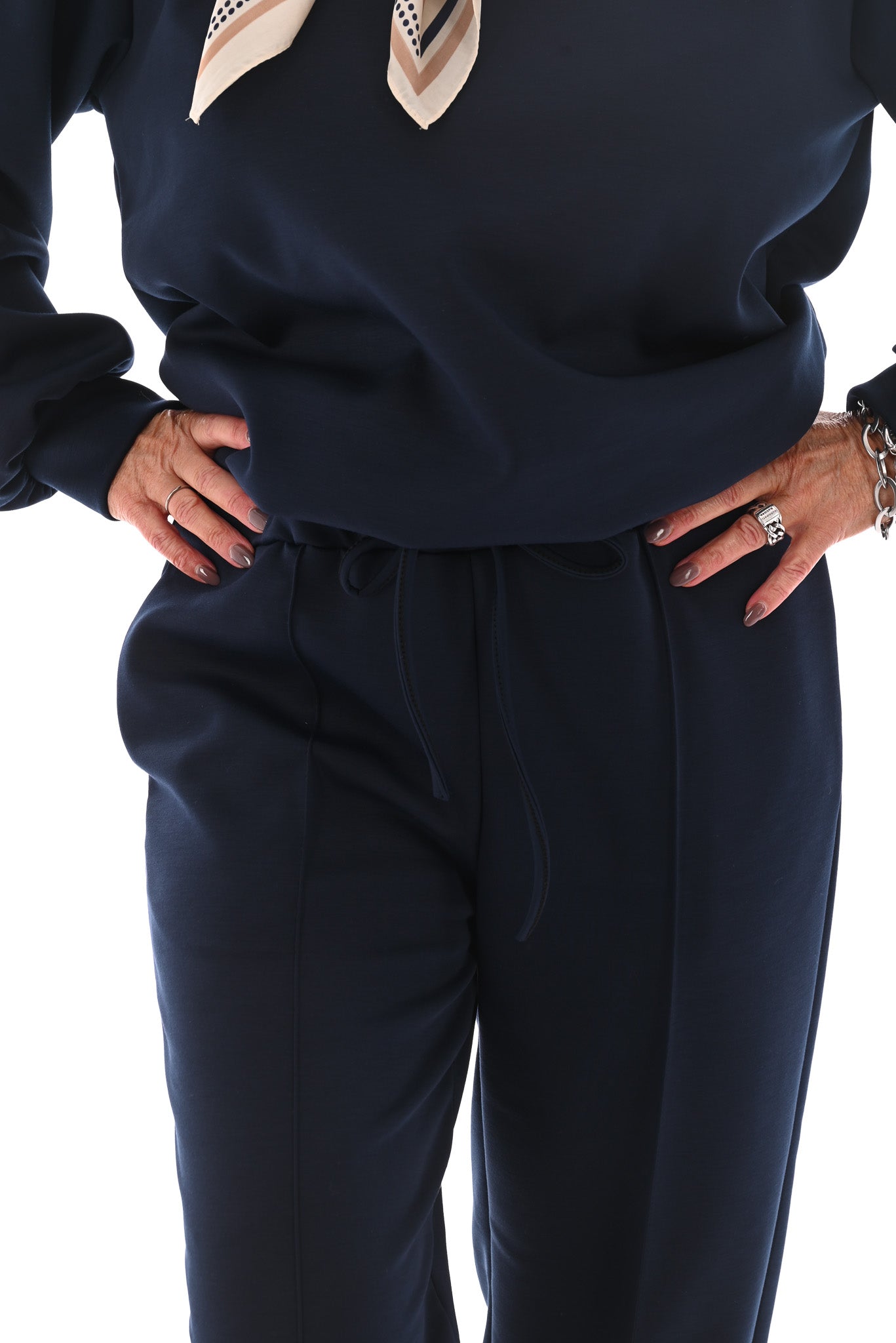Tweedelig pak basic v-hals marineblauw