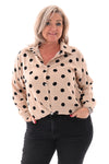 Doorknoop blouse grote dots beige