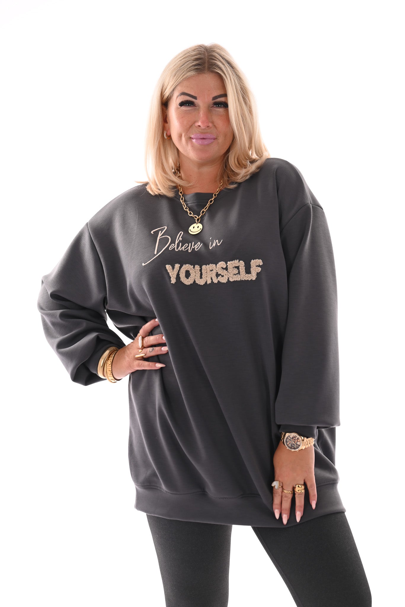 Sweater Believe in Yourself antraciet