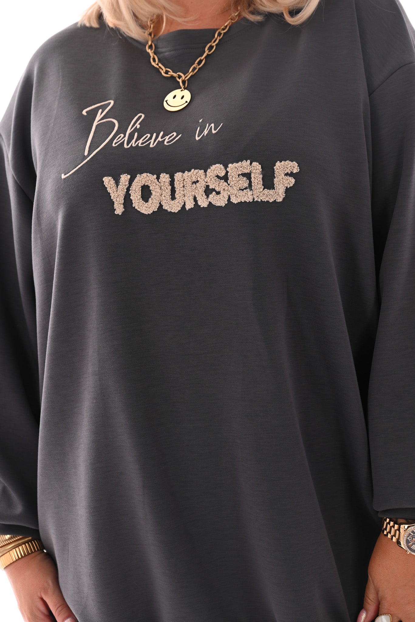 Sweater Believe in Yourself antraciet