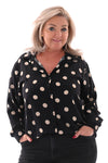 Doorknoop blouse grote dots zwart