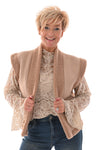Gilet suede en teddy camel