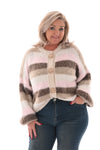 Gestreept vest met brocheknopen beige/roze
