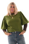 Top pofmouwen groen