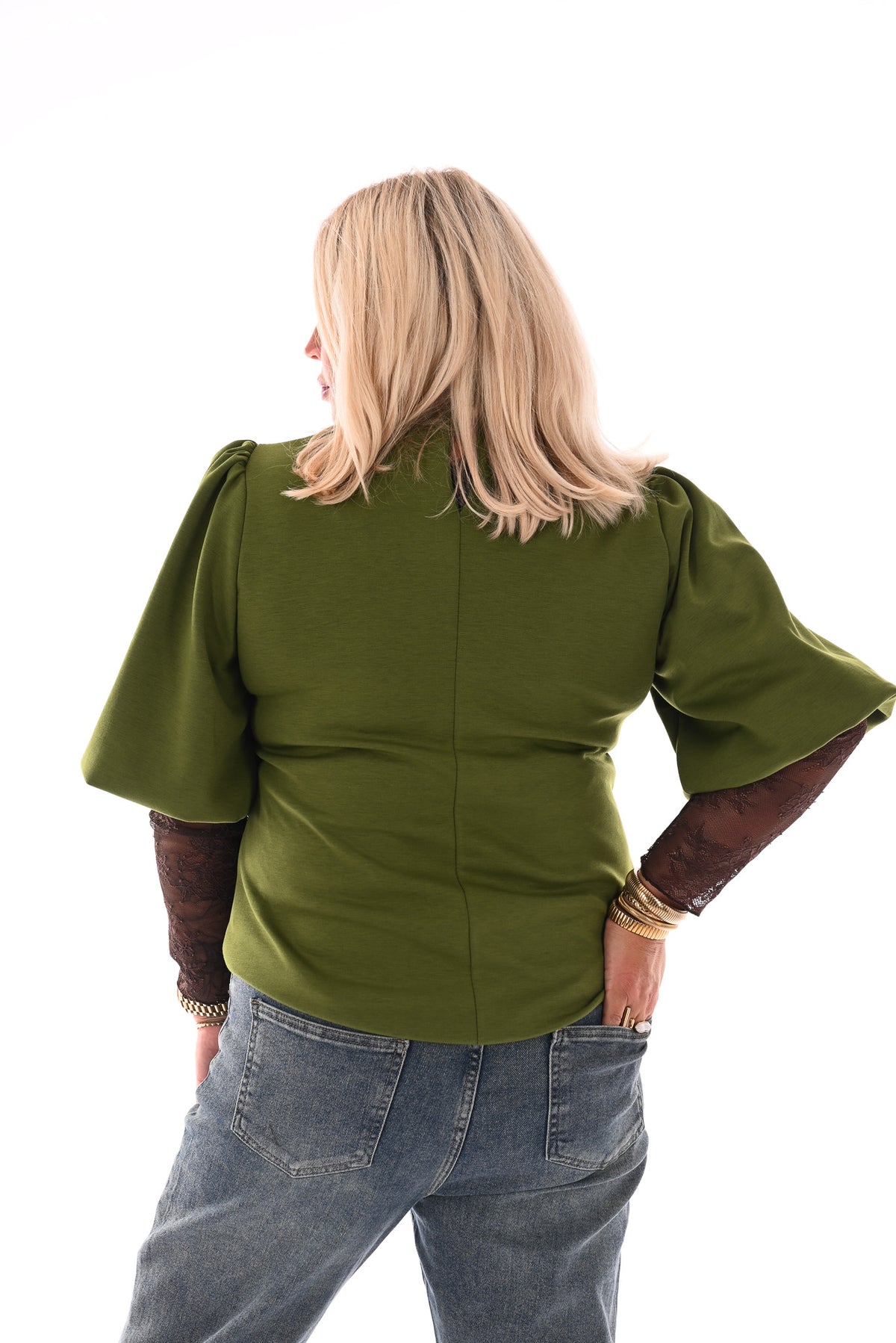 Top pofmouwen groen