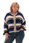 Gestreept vest met brocheknopen marineblauw/bruin