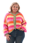 Gestreept vest met brocheknopen roze/oranje