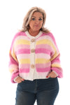Gestreept vest met brocheknopen lichtgeel/roze