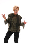 Gilet suede en teddy olijfgroen