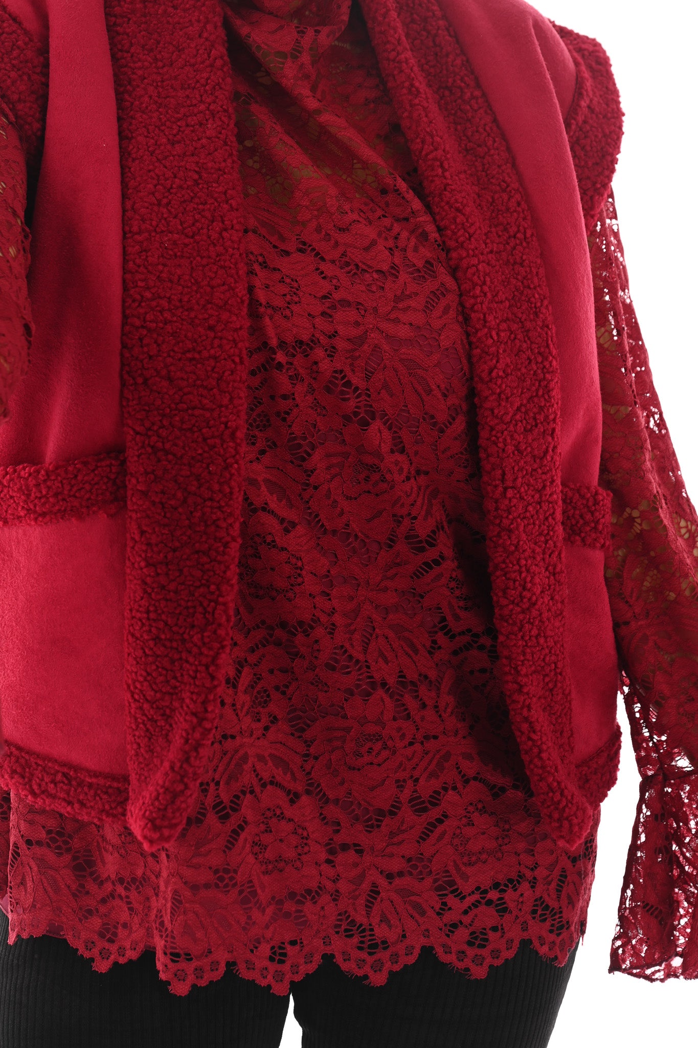 Gilet suede en teddy rood