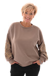 Trui met goude borduursel taupe