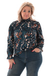 Blouse met smockkraag petrol/beige