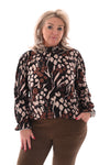 Blouse met smockkraag zwart/beige