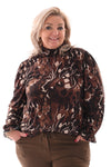 Blouse met smockkraag bruin/donkerbruin