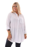 Lange doorknoop blouse uni wit