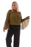 Top dots met strik en trompetmouwen groen
