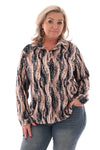 Doorknoop blouse stip marineblauw