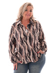 Doorknoop blouse stip zwart