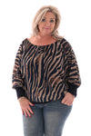 Ballon top print tijger marineblauw