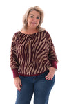 Ballon top print tijger aubergine