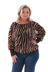 Ballon top print tijger bruin