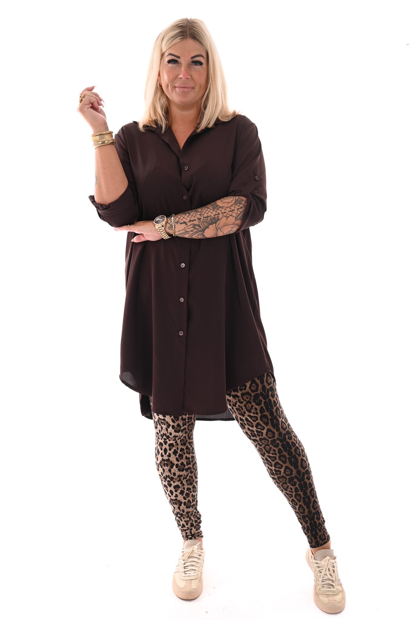 Legging panterprint donkerbruin