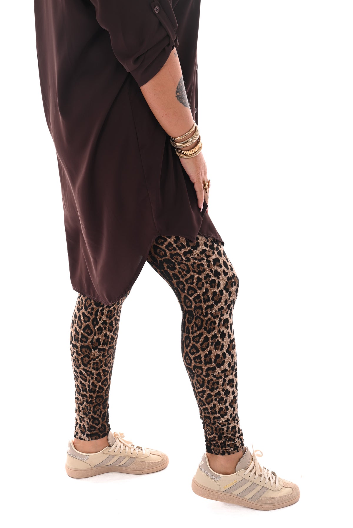 Legging panterprint donkerbruin