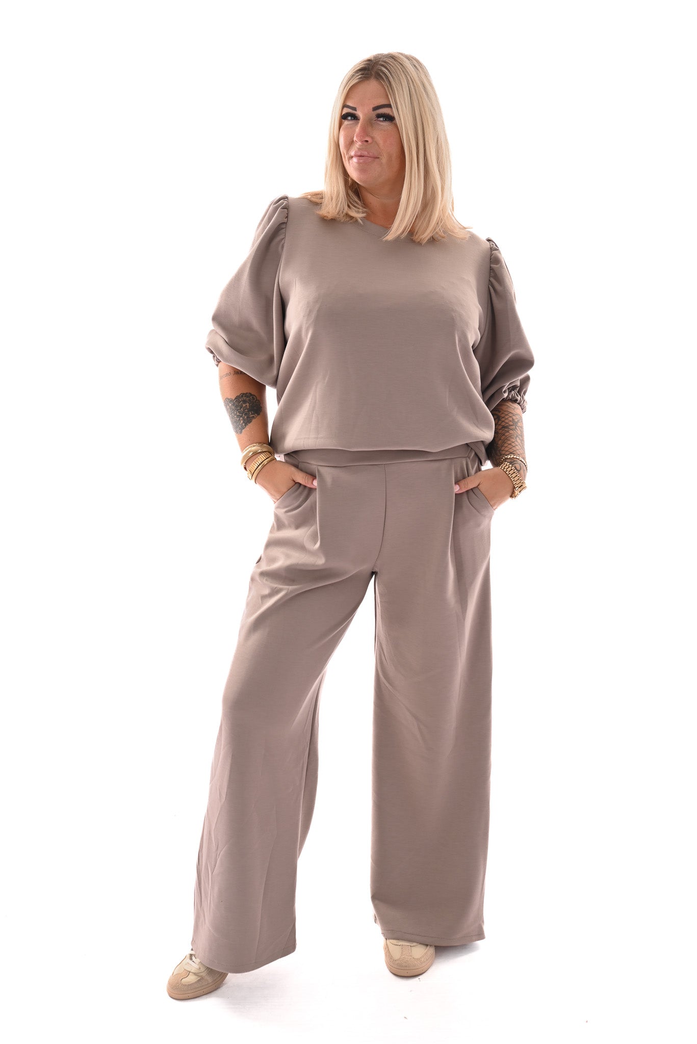Tweedelig pak 3/4e mouwen deluxe beige