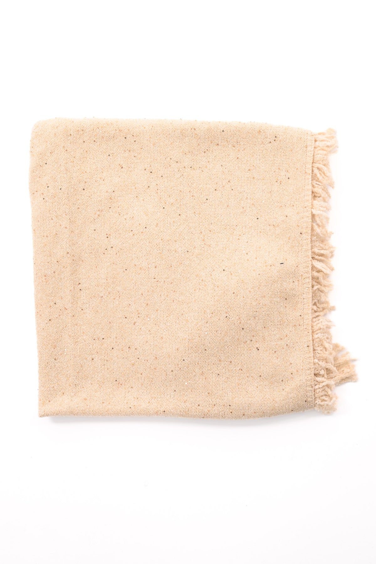 Sjaal met pailletten en franjes creme