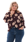 Top v-hals cirkels lange mouwen aubergine