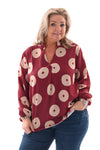 Top v-hals cirkels lange mouwen bordeaux