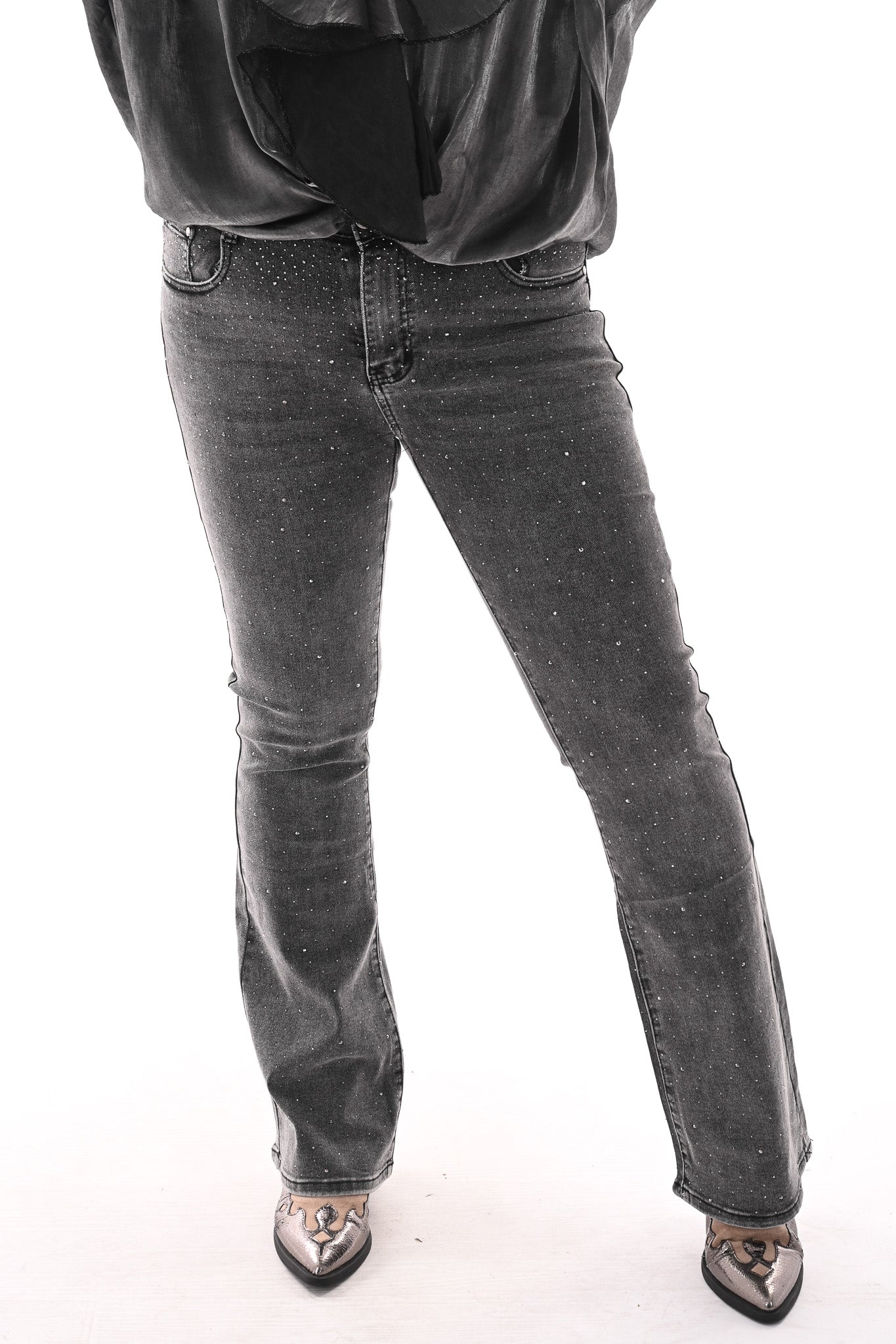 G-smack flared leg strass grijs