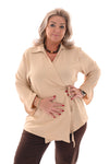 Top overslag trompetmouwen uni beige