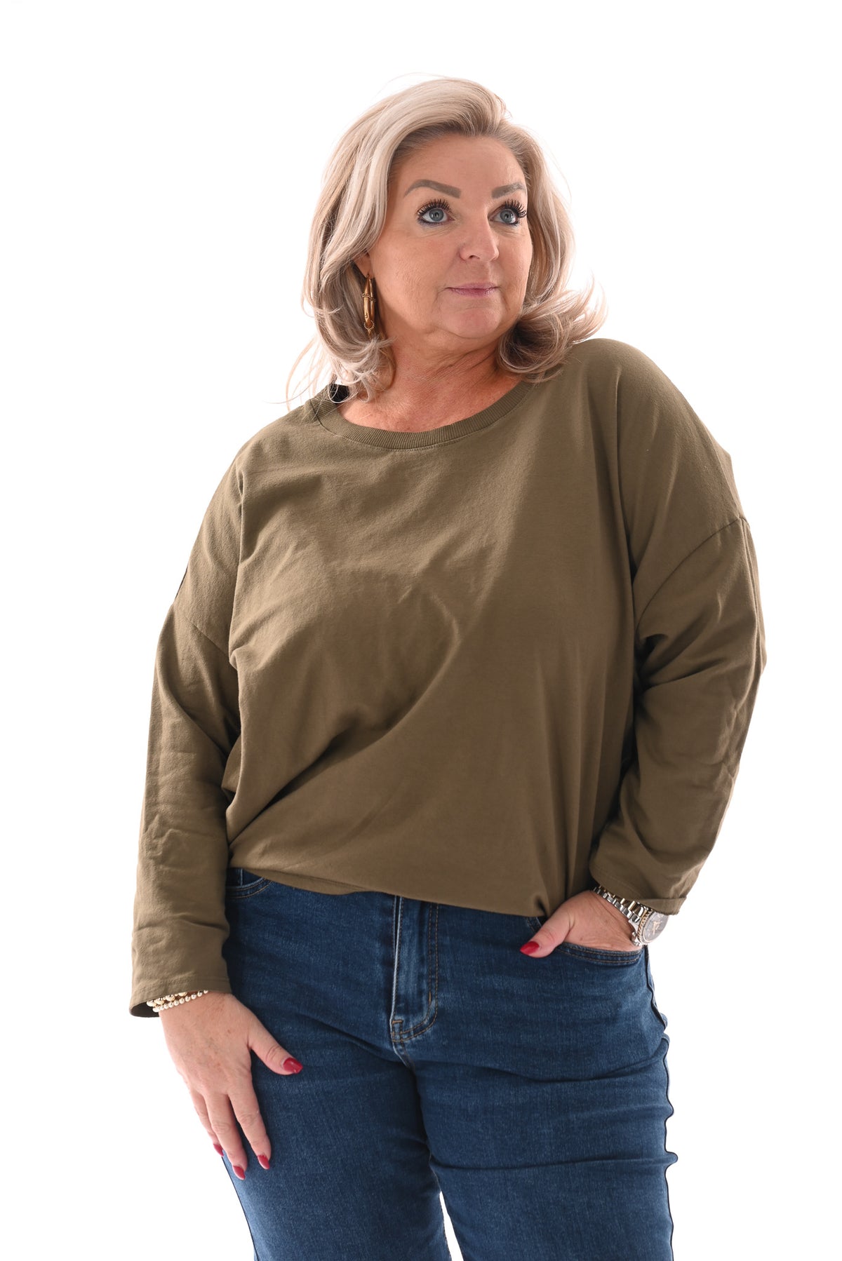 Basic top legergroen
