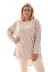 Velvet tuniek met strass en ketting creme