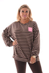 Gestreepte oversized trui taupe/bruin