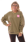 Gestreepte oversized trui geel/bruin