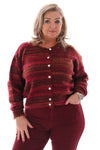 Doorknoop vest met streeppatroon rood/bordeaux