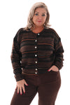Doorknoop vest met streeppatroon bruin/oranje